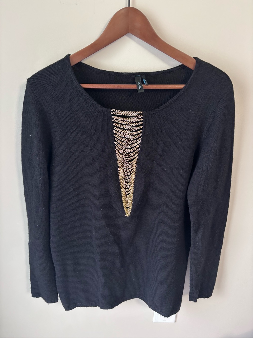 Marciano Black Sweater with Gold Chain Inset